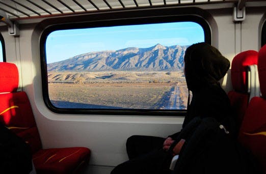  Michael Romero rides The Rail Runner to Bernalillo on Wednesday. 