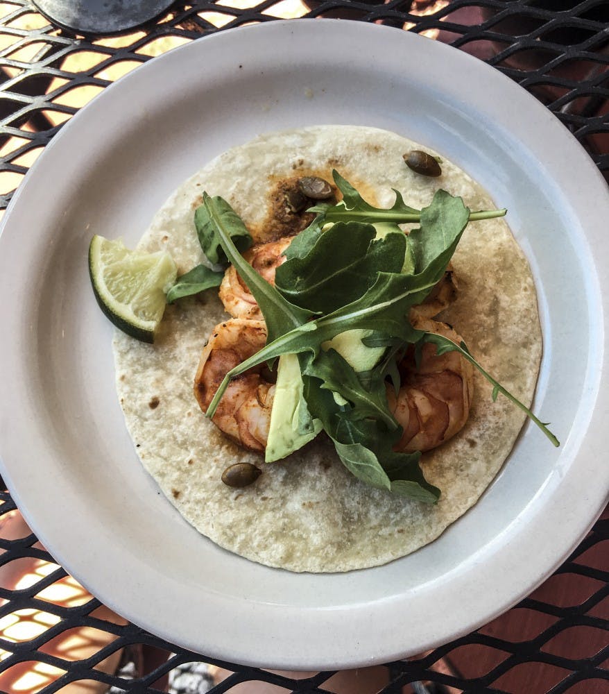 Shrimp taco at El Cotorro, taken June 15, 2018.