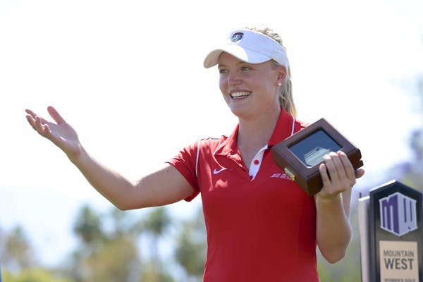 27 APR 2013: Athletes compete during the Mountain West Conference Women's Golf Championship held at the Mission Hills Country Club in Rancho Mirage, CA. Brett Wilhelm/NCAA Photos