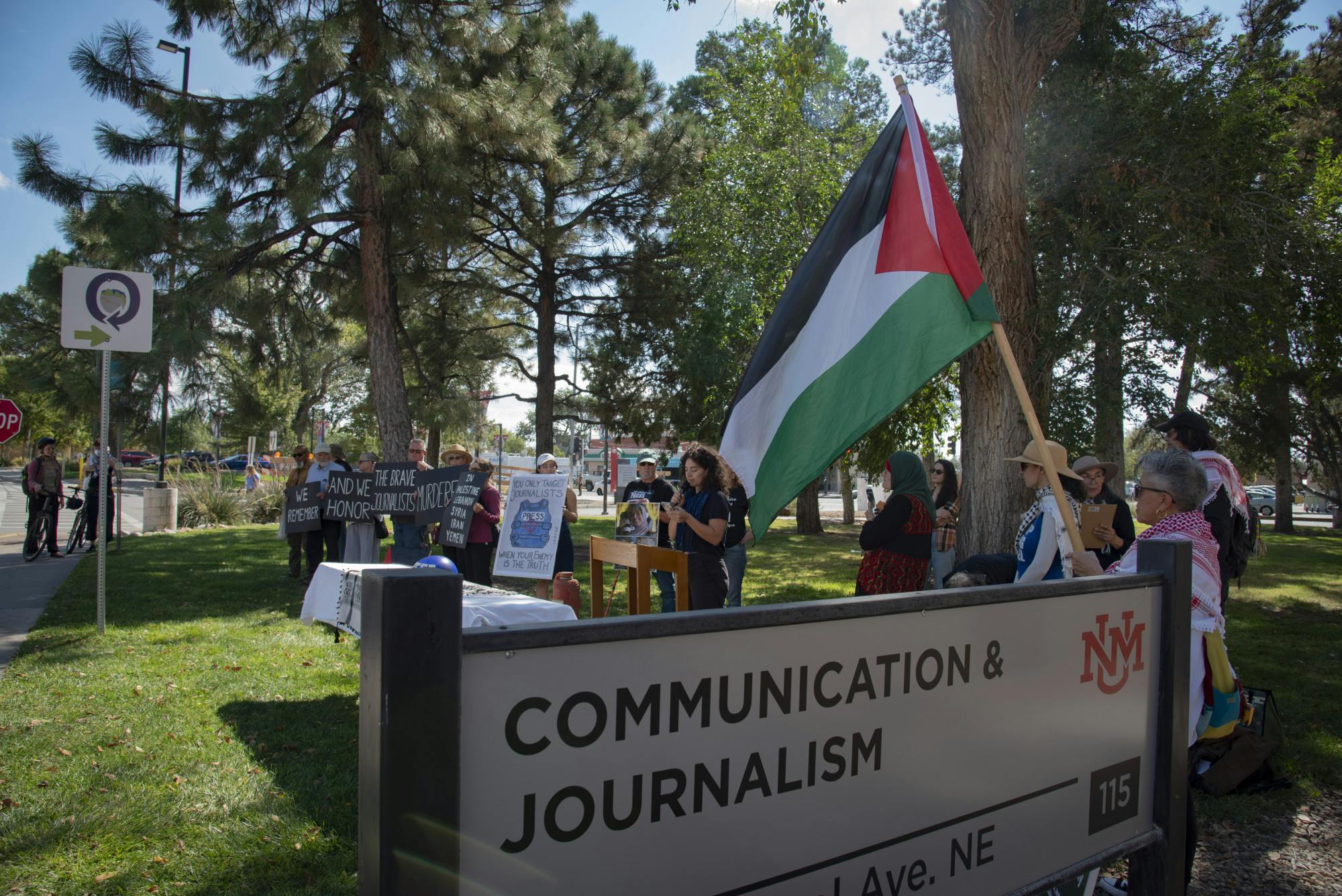 PHOTO STORY: Vigil for Gazan journalists held outside UNM’s C&J building