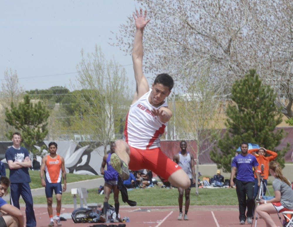 UNM freshman Daniel Lam competes the long jump on Saturday afternoon in the Don Kirby Tailwind Invitational.
