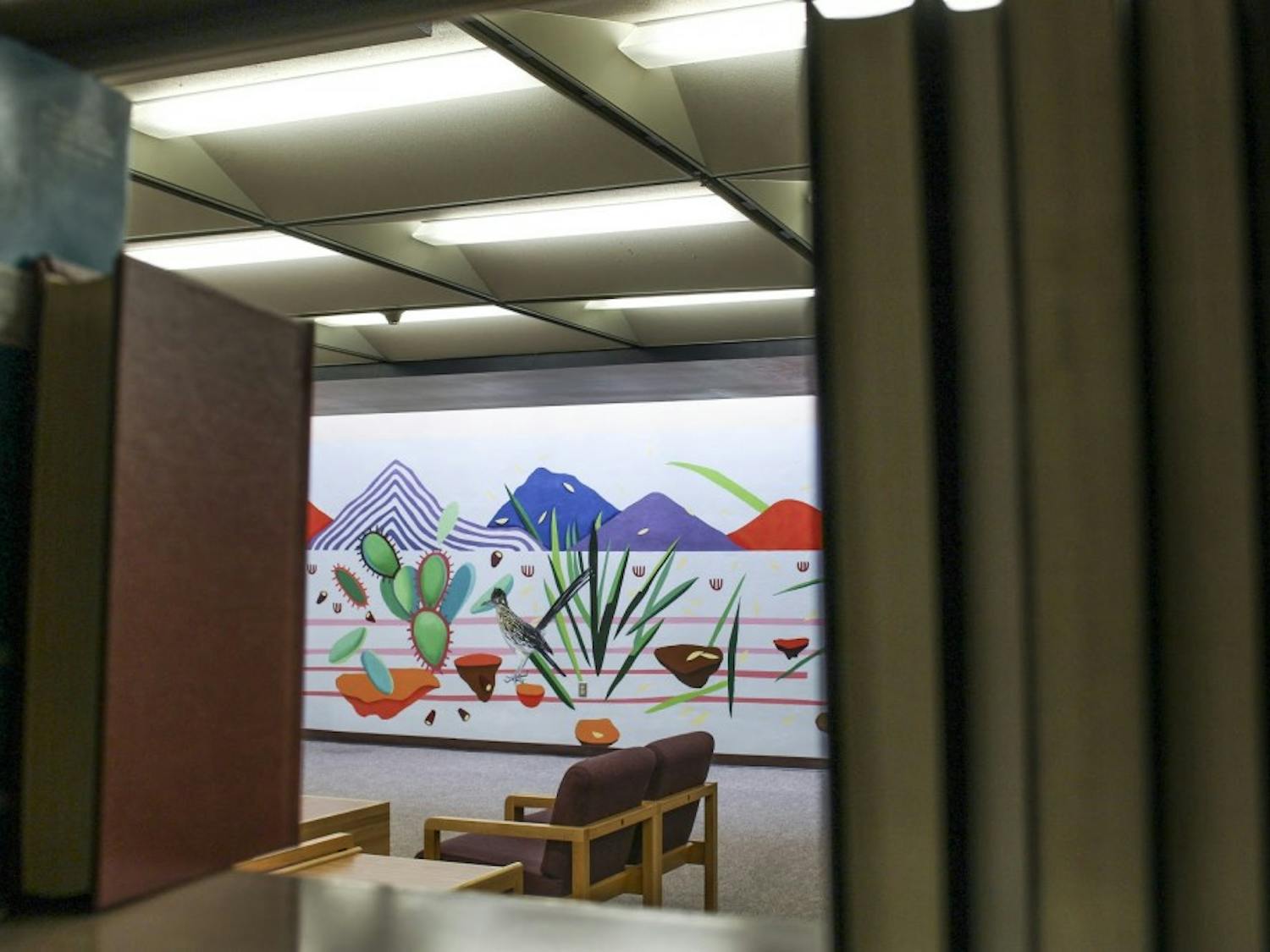 The "Arid, Mountainous and Roadrunner," mural painted by Robbin Lou Bates this past summer was unveiled in the Parish Library on Wednesday September 5th, 2018.
