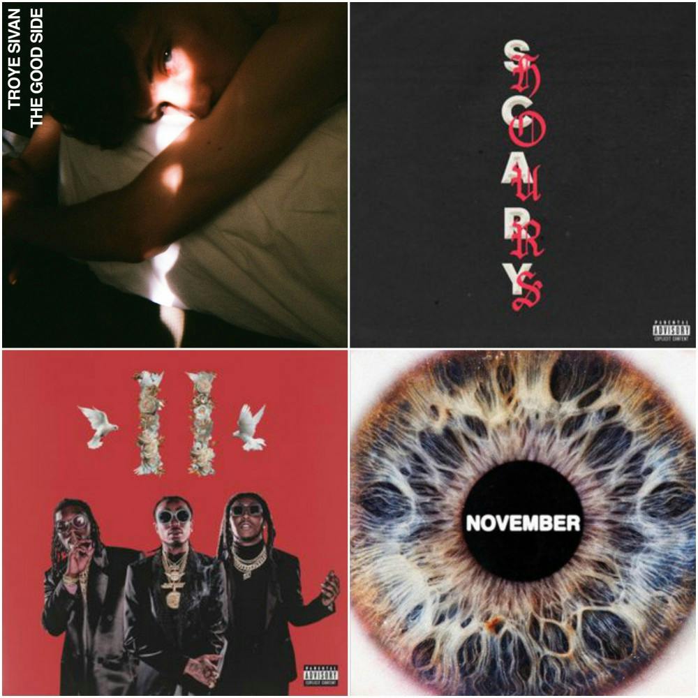 Collage includes album covers from Troye Sivan, Drake, Migos and SiR. &nbsp;