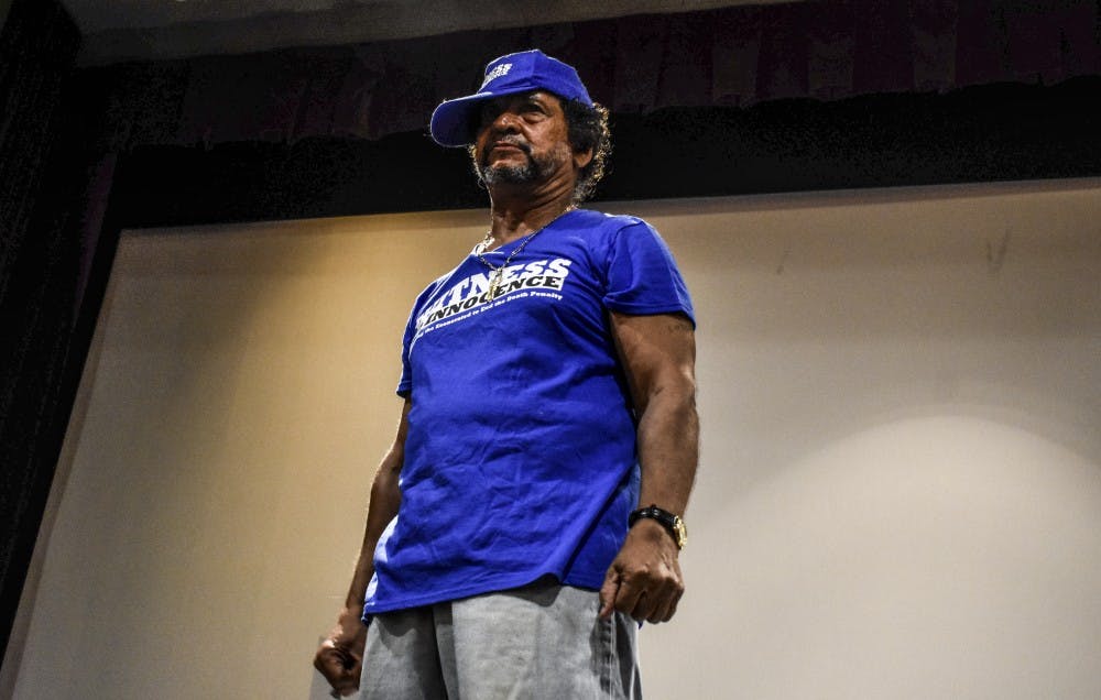 Juan Melendez, an exonerated death row inmate who was wrongly convicted shares his story in the Student Union Building Theatre on Sept. 19.