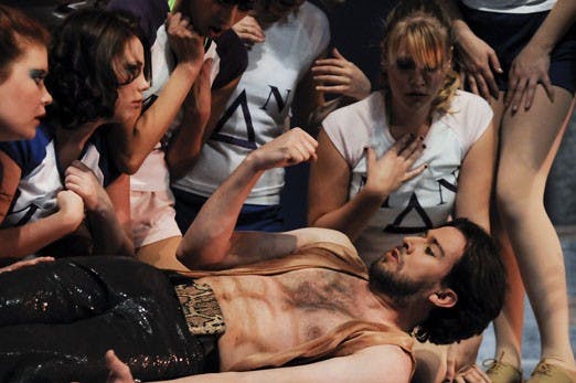 Dan Cornish as Dean in a scene from "Greek Row Tragedy" during a rehearsal in Popejoy Hall on Tuesday. 