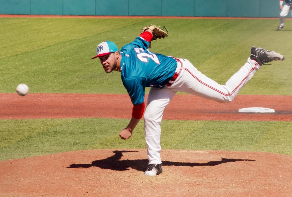 Luis Gonzalez throws a fastball against San Jose Stae on Mar 12th
