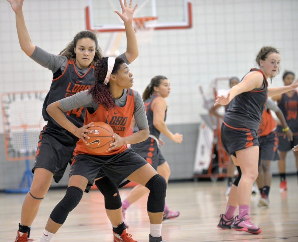 Khadijah Shumpert looks down court while practicing at the Davalos Training Center Oct. 6. Shumpert was  named to the College Sports Madness’s All-Mountain West First Team.