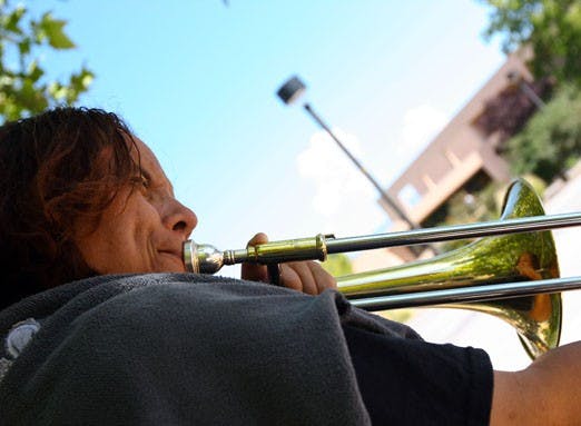 Ivey McClelland on trombone