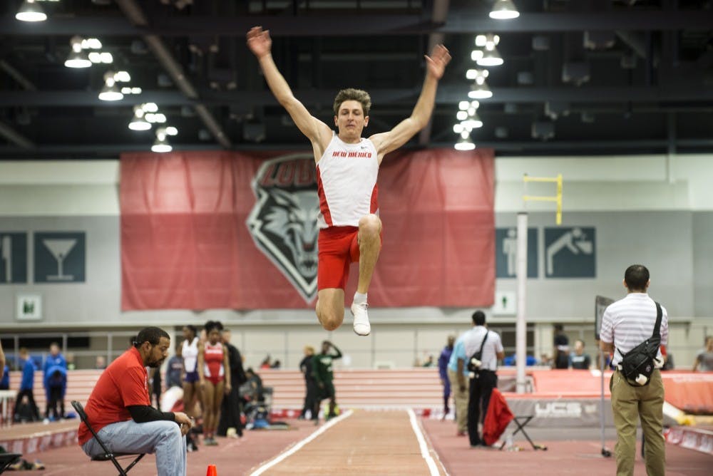 Senior jumper Yannick Roggatz leaps into the air Saturday, Jan. 30, 2016 at the Albuquerque Convention Center. The Lobos will compete again at the New Mexico Classic and Multis Saturday, Feb. 5.