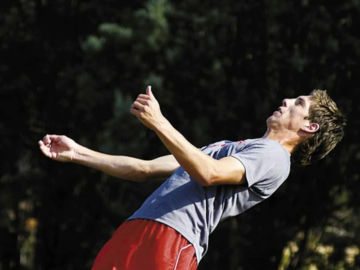 Senior UNM defender Andrew Boyens tries to control a pass from a teammate during practice at Robertson Field on Wednesday.