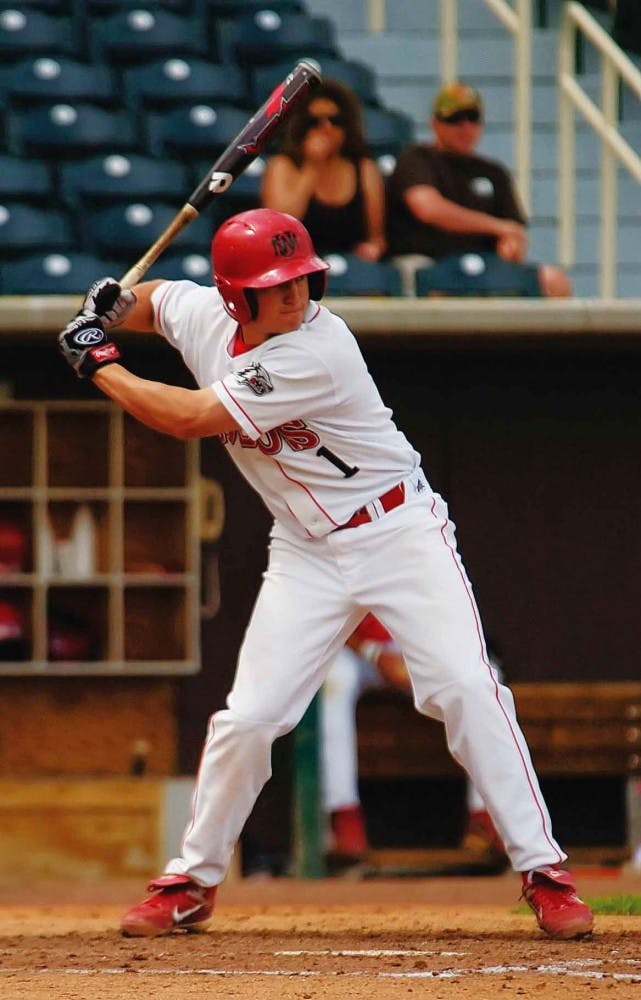 Jordan Pacheco bats during the Lobo's 12-2 win over Hawaii-Hilo at Isotopes Park on April 29. Pacheco was drafted in the ninth round by the Colorado Rockies.