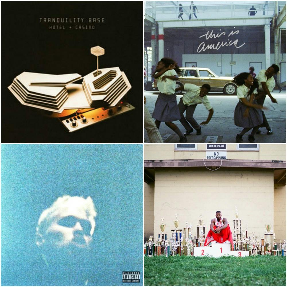 Collage includes album covers from Arctic Monkeys, Childish Gambino, Ryan Beatty and Jay Rock.