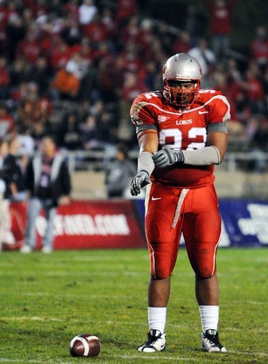 Defensive tackle Wesley Beck got emotional in the locker room after UNM lost 13-10 to No. 9 Utah. Wesley, a senior, has compiled 97 career tackles after walking on in 2006.