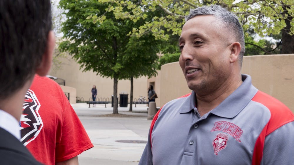 Eliberto Calderon, president of the  Student Veterans Association, joins a conversation at the first “Veterans Sound Off” event in front of Zimmerman on Friday morning. The event was created to spread awareness about veterans around campus.