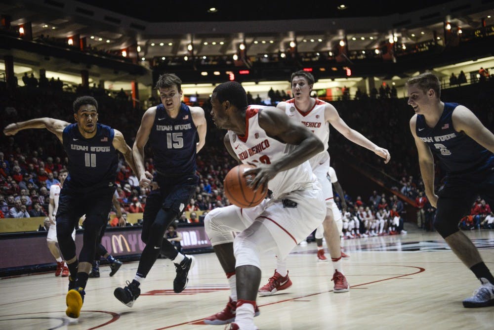 Junior guard Sam Logwood drives to the net Tuesday, Jan. 24, 2017 at WisePies Arena.&nbsp;