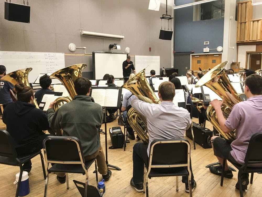 Musicians rehearse on Feb. 3, 2017 for ?The Russians and Americans: A UNM Wind Symphony.?  
