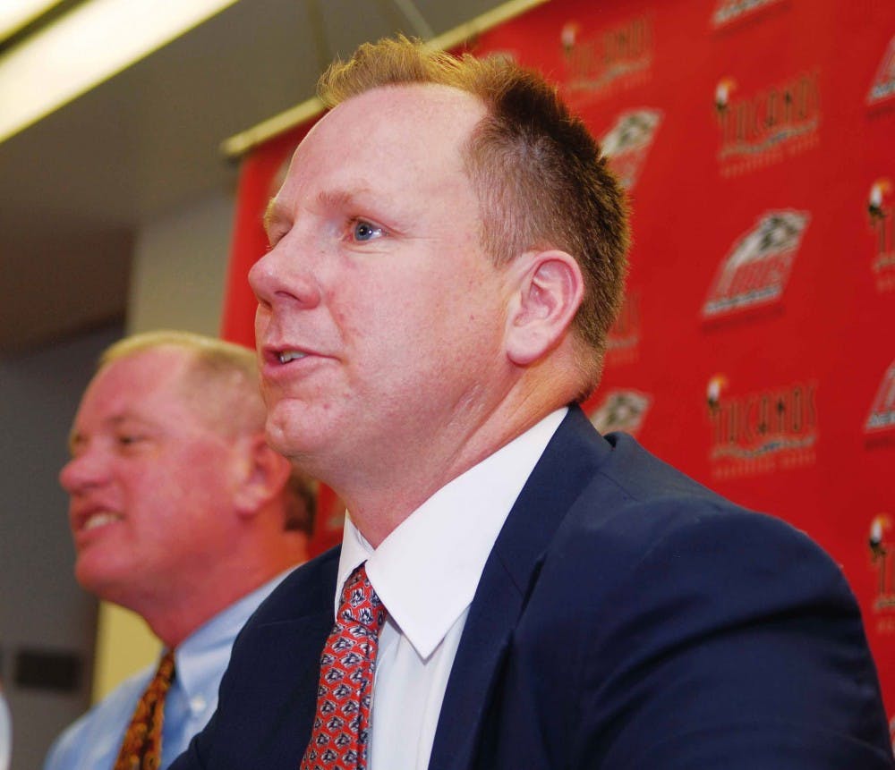 Joe Franklin was introduced as the new track coach during a news conference July 9 at The Pit.