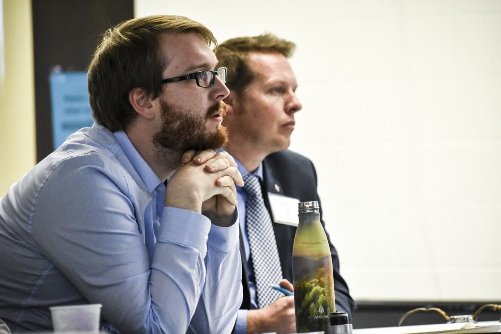 Jordon McConnell, a master’s student studying French, takes questions from audience members on March, 23, 2018 during a panel discussion for the&nbsp;10th Annual Cultural Studies Graduate Student Conference.