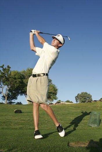 	Nick Geyer practices at the UNM Championship Golf Course on July 22. Geyer recently won the New Mexico-West Texas Amateur Championship.