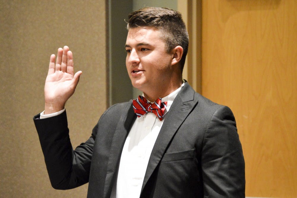 Noah Brooks is inducted as ASUNM's new president for the 2017-2018 academic year on Friday afternoon in the SUB.