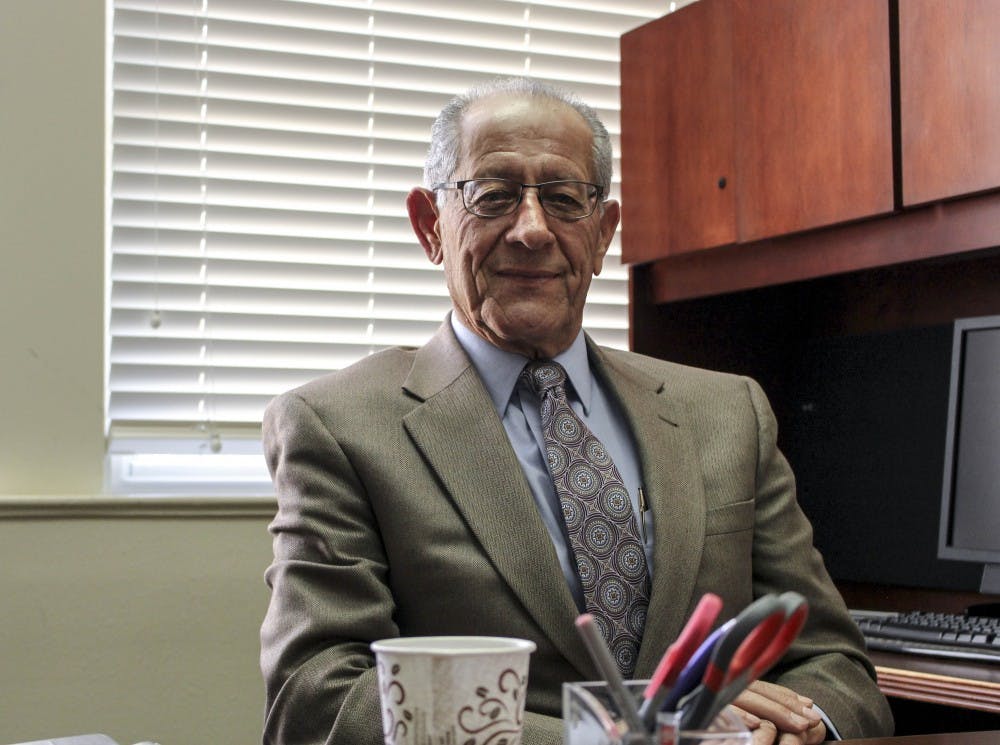 Dr. Emile Nakhleh, director of the Global and National Security Policy Institute, sits in his office on Jan. 27, 2017.
