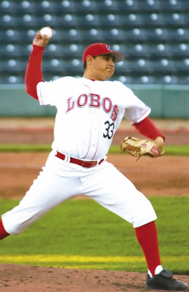 Adam Skelton throws a pitch in the sixth inning of Tuesday's 10-8 loss to Texas Tech at Isotopes Park. Skelton gave up only four hits and one run before the sixth inning, in which the Red Raiders scored three runs.