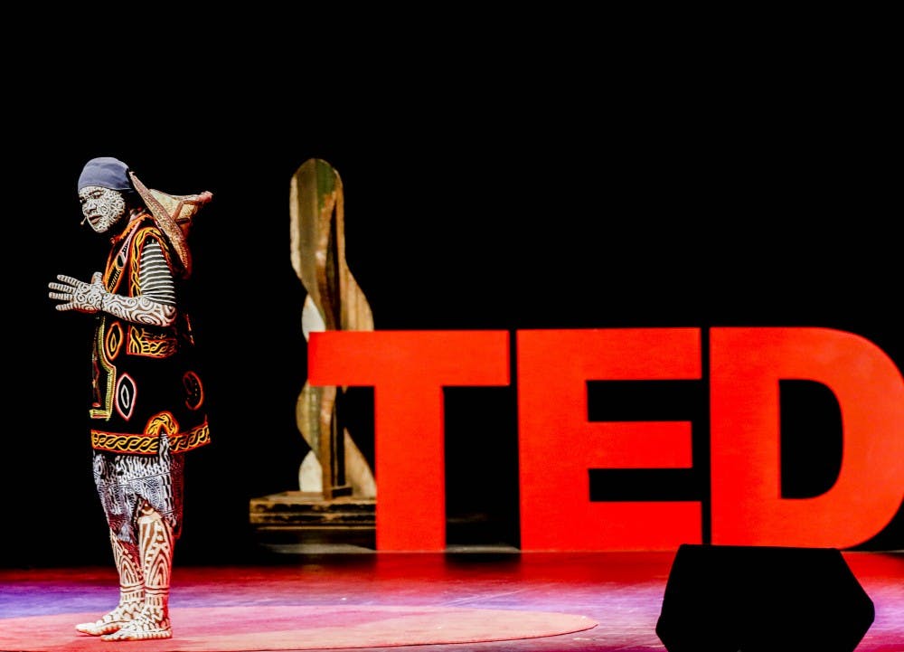 Issa Nyaphage talks about the power art has to save lives on Saturday, Sept. 9, 2017. This year, TEDxABQ 2017 featured 17 speakers ranging from entrepreneurs, scientists, artists and leaders from the community.