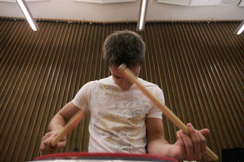 	Zac Wickstrom tries out for UNM’s marching band in Popejoy Hall on Aug. 16. Popejoy offers students a variety of shows each semester.