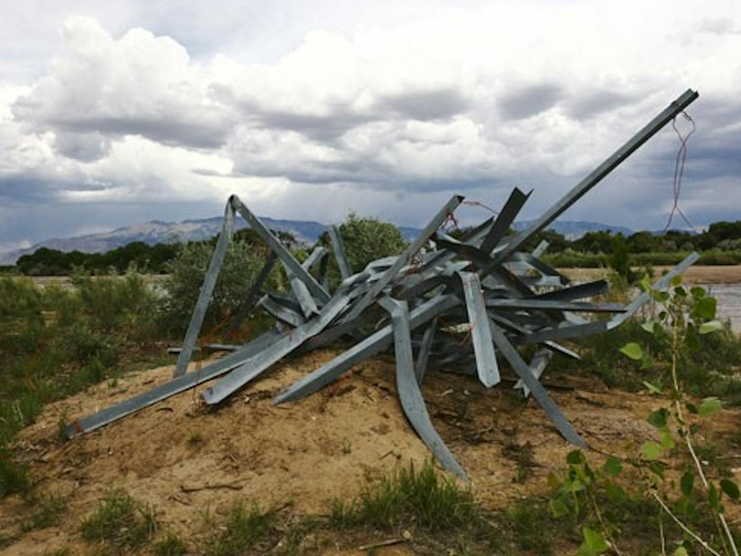 "Painted Jetty Jacks," by Zach Meisner, is part of the Land/Art Exhibit at the Open Space Visitor Center in the Bosque. The show opens Monday.