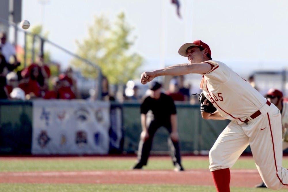 Junior pitcher Carson Schnieder pitches against a Neavda batter Saturday May 28, 2016 at Santa Ana Star Field. The Lobos beat&nbsp;Dallas Baptist Friday afternoon, 12-6,&nbsp;and will play Texas Tech Saturday at 6 p.m.