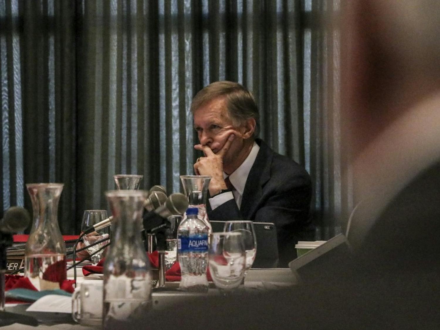 Regent Michael Brasher listens during the Board of Regents meeting on Nov. 15, 2018.
