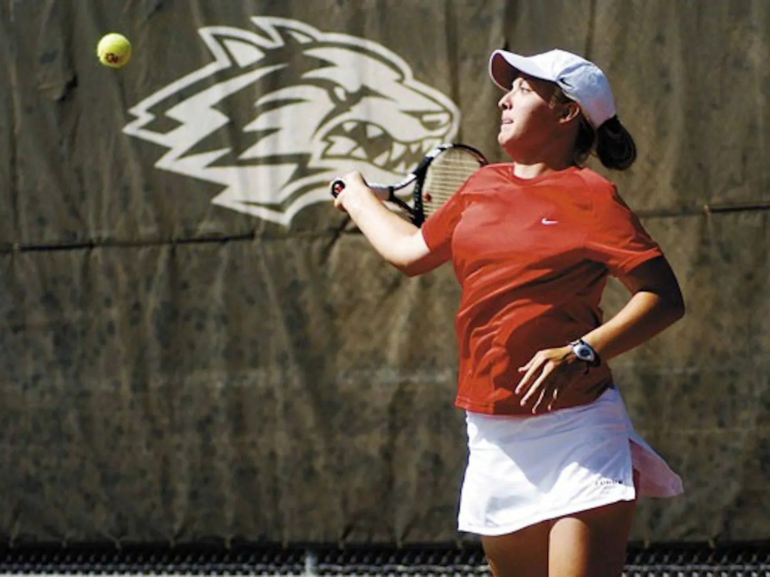 Former Lobo tennis player Maja Kovacek wins the No. 1 doubles match against UNLV with her partner Iva Gersic during the last regular season match on April 15 at the UNM Tennis Complex.
