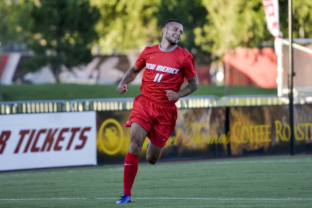 Former Lobo forward Niko Hansen smiles as he scores on Monday, Aug. 15, 2016 at the UNM Soccer Complex. Hansen was drafted&nbsp;by Columbus Crew SC as part of the 2017 MLS SuperDraft on Friday.