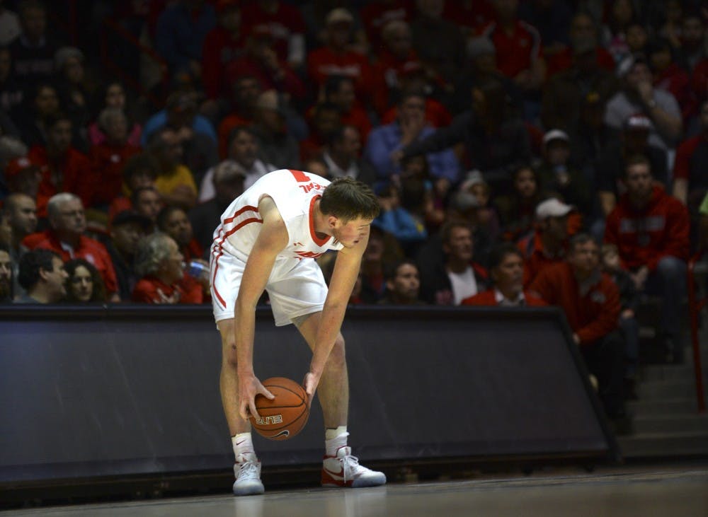 Redshirt sophomore guard Cullen Neal picks up a out of bounds ball Tuesday, Feb. 2, 2016 at WisePies Arena. 