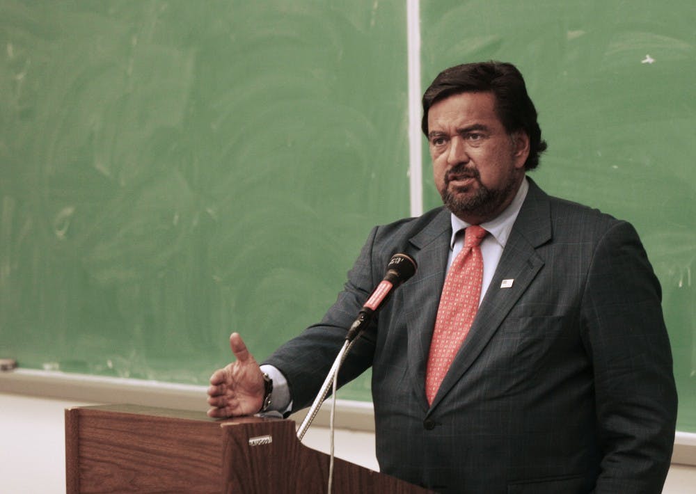 	Gov. Bill Richardson answers student questions about Cuba and U.S. relations after his speech in Dane Smith Hall on Tuesday. Richardson said he supports lifting the embargo but not unconditionally.