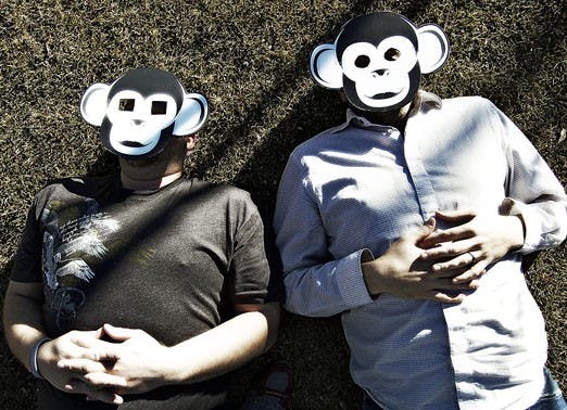 Members of the "Are You a Monkey?" group have left chalk drawings around UNM and launched a cryptic Web site in support of creationism.