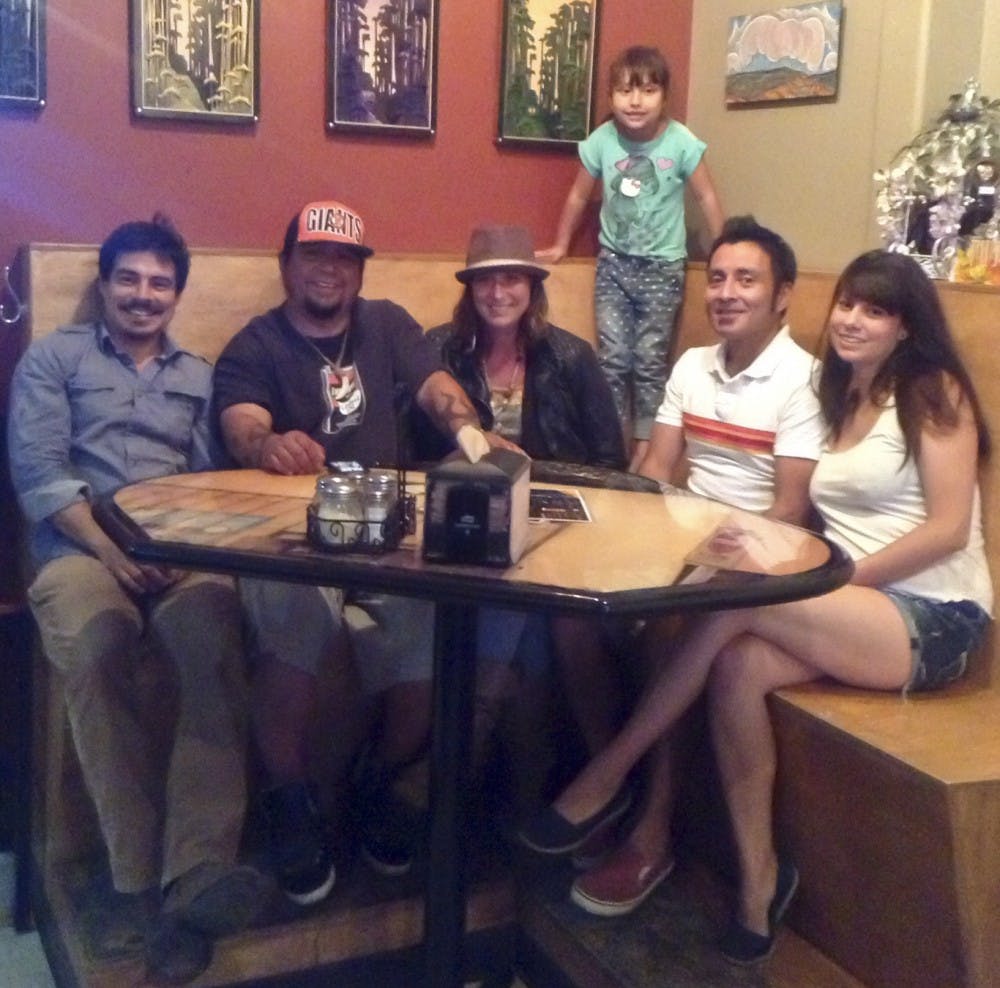 	Members of the production team for “Princess Marisol and the Moon Thieves” sit down for a meal. From left, Matias Pizarro, musical director; Christian Orellana, musical contributor; Audrey Mcnamara-Garcia, Illustrator; Marisol Paramo, voice of Princess Marisol; Alex Paramo, author of the Princess Marisol Trilogy and co-owner of Community Publishing; Yvette Sandoval, editor of the Princess Marisol Trilogy and co-owner of Community Publishing.