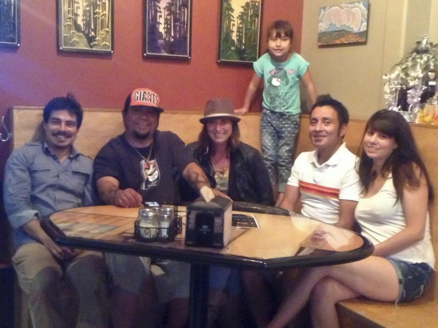 	Members of the production team for “Princess Marisol and the Moon Thieves” sit down for a meal. From left, Matias Pizarro, musical director; Christian Orellana, musical contributor; Audrey Mcnamara-Garcia, Illustrator; Marisol Paramo, voice of Princess Marisol; Alex Paramo, author of the Princess Marisol Trilogy and co-owner of Community Publishing; Yvette Sandoval, editor of the Princess Marisol Trilogy and co-owner of Community Publishing.