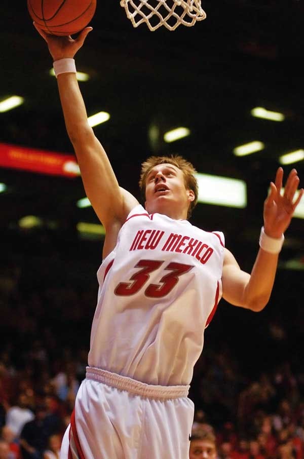 UNM's Chad Toppert jumps for a layup during Monday's game against Eastern Washington at The Pit. The Lobos won 92-57. 