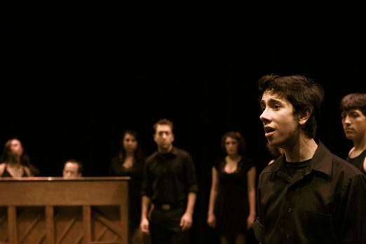 Michael Canter in a rehearsal for "Broadway, Your Way!" at Theatre X on Feb. 9. 