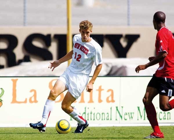 UNM forward Chris Wright dribbles the ball during a 1-0 win against Cincinnati earlier this season. The soccer team will play Denver on Friday at Robertson Field. 