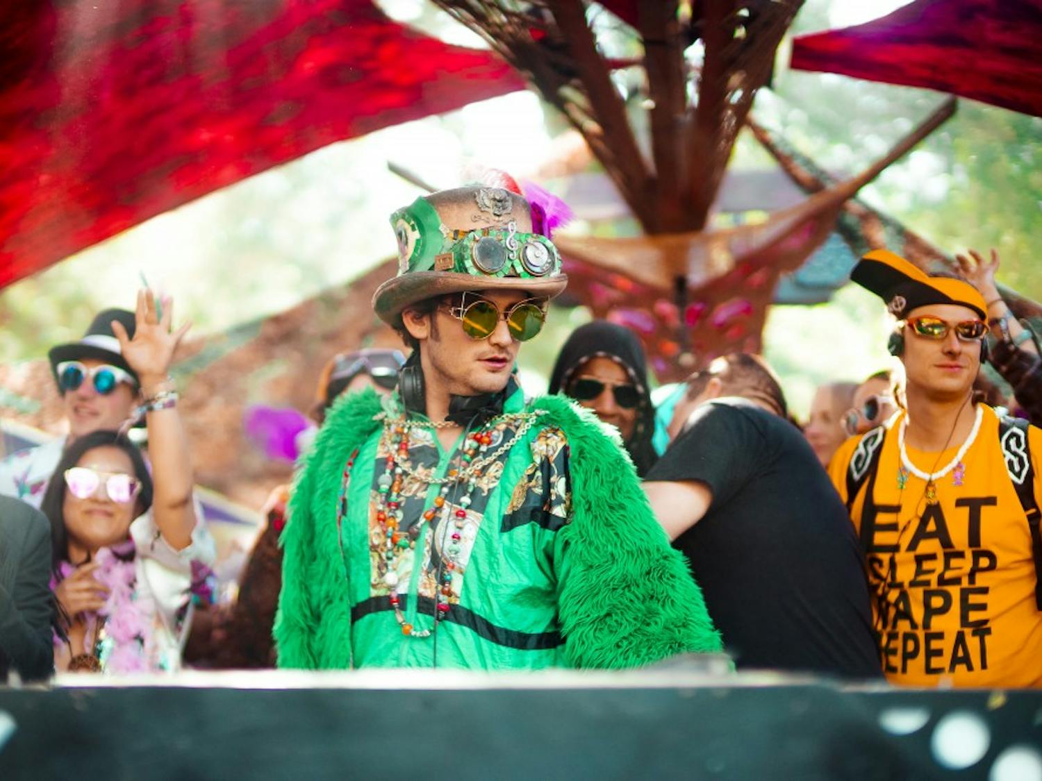 DJ Mikey Lion plays his set at Desert Hearts Music Festival 2017 in Los Cototes Indian Reservation, California.