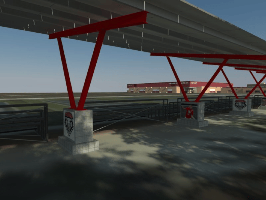 A digital rendering of expected sun shades at McKinnon Family Tennis Center. 