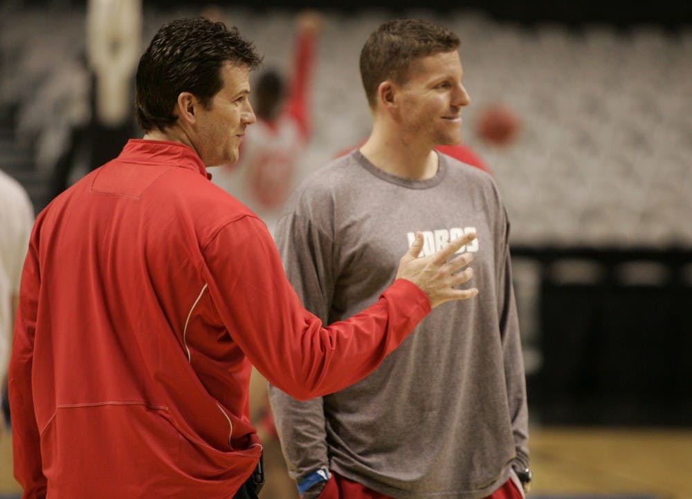 	Steve Alford strolls around HP Pavilion, while his team goes through its 40-minute practice session on Wednesday. The Lobos will face No. 14 Montana today at 7:50 p.m. 