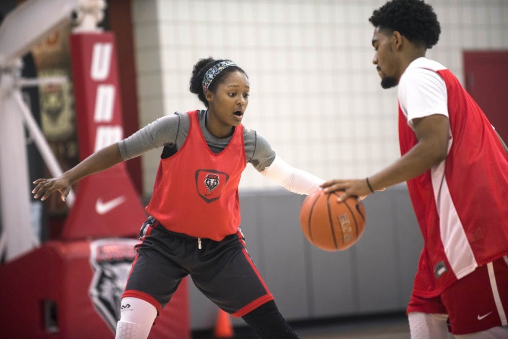 New Mexico guard Bryce Owens practices defensive drills on Saturday. The Lobos open up the season with an exhibition game against Eastern New Mexico in early November.