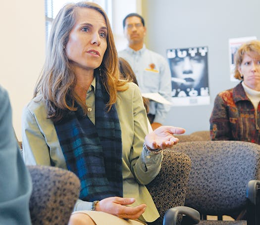 Jessica Spurrier speaks at a smoke-free forum in the SUB on Tuesday.