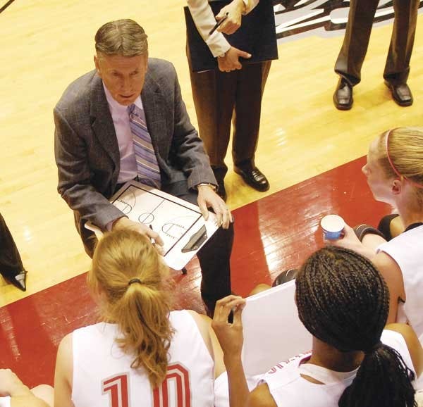 UNM women's basketball coach Don Flanagan, shown here, came to UNM in 1995 when the team struggled with 96 losses in just four seasons. During his first year, the Lobos were 14-15, the best record of any first-year head coach in school history.
