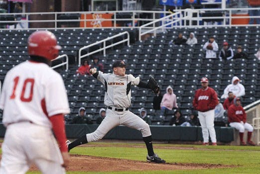 Stephen Strasburg winds up to pitch in Friday's 1-0 win over the Lobos. Strasburg pitched his first complete game of the season. 