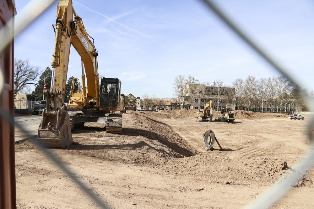 View of the water reservoir construction site through the surround fence on Jan. 30, 2018.  
