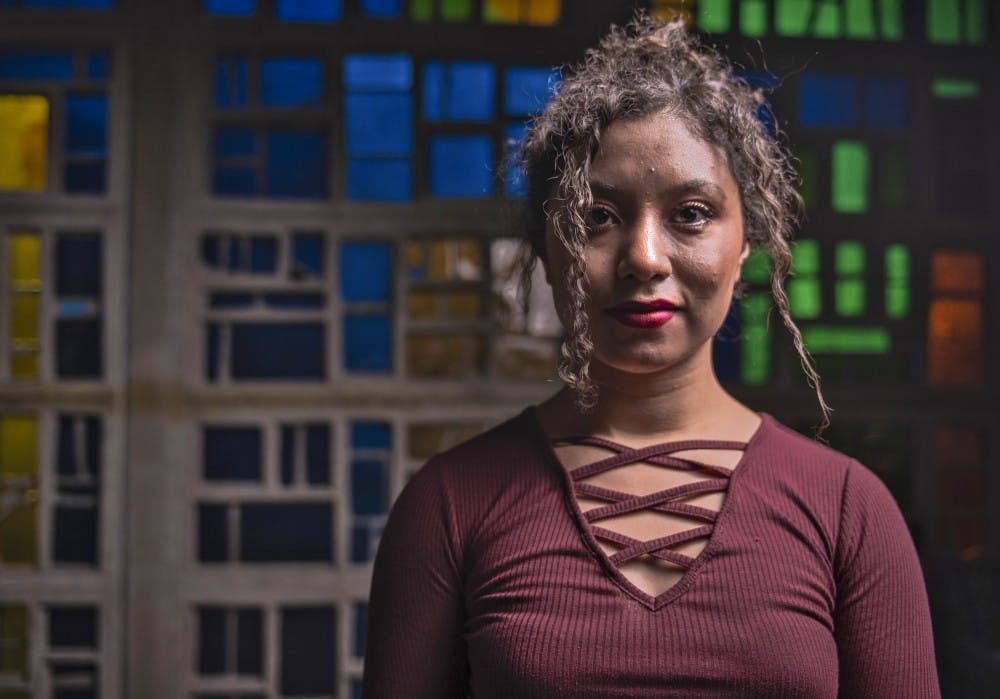 Lupe Cordova, DACA beneficiary stands poised in the UNM College of Education, November 22, 2017. Cordova a Dreamer aims to pursue a future in the nursing program by utilizing the DACA program.